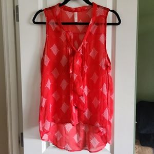 Xhilaration red/white flowy sheer tank